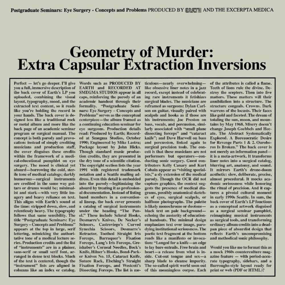 Earth X Black Noi$E - Geometry of Murder: Extra Capsular Extraction Inversions (